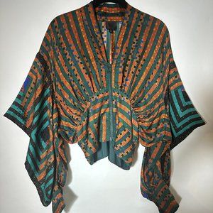 Vintage Anna Sui Multi-Colored Printed Cropped Top